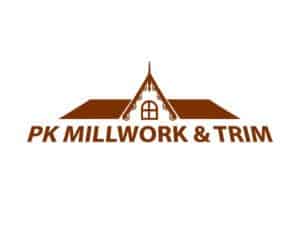 PK Millwork & Trim logo for Mission Bell Communications, showcasing custom woodwork expertise.