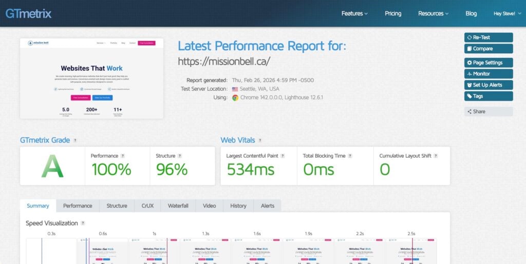 Mission Bell Communications logo on a website header.