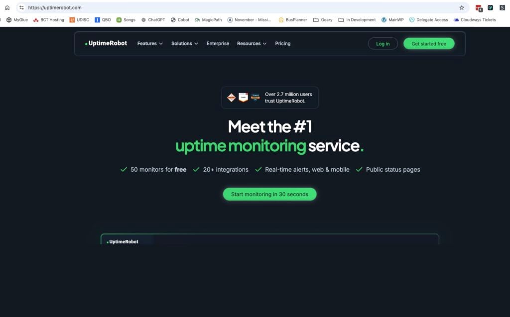 Uptime monitoring service by Mission Bell Communications for website reliability.